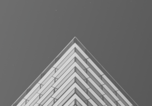 An abstract pyramid made up of smaller pyramids.