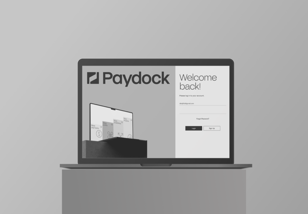 paydock login screen on laptop