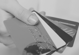 bank cards in hand
