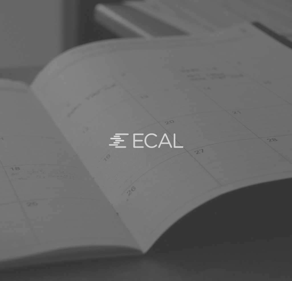 The ECAL logo on top of a diary.