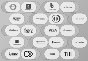 Multiple payment gateway logos.